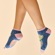 Ladies Bamboo Scandinavian Stem Navy Trainer Sock Perfect Gift By Powder Design AW24