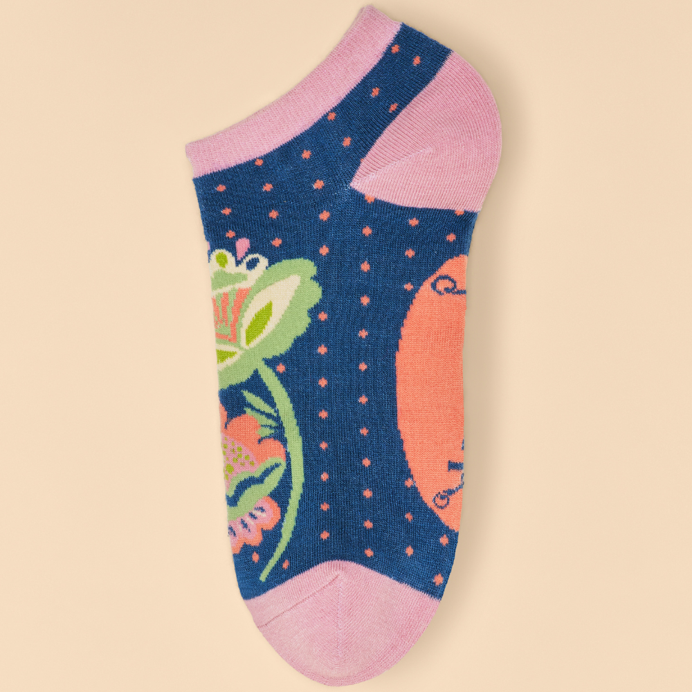 Ladies Bamboo Scandinavian Stem Navy Trainer Sock Perfect Gift By Powder Design AW24