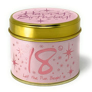 Lily-Flame Scented Candle Tin Perfect Gift HAPPY 18TH BIRTHDAY