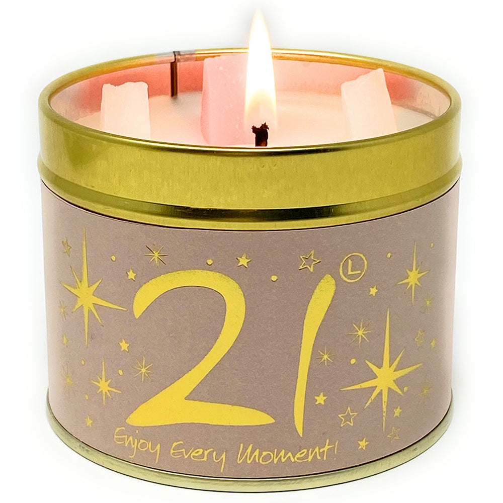 Lily-Flame Candle Tin Perfect Gift Happy 21st Birthday