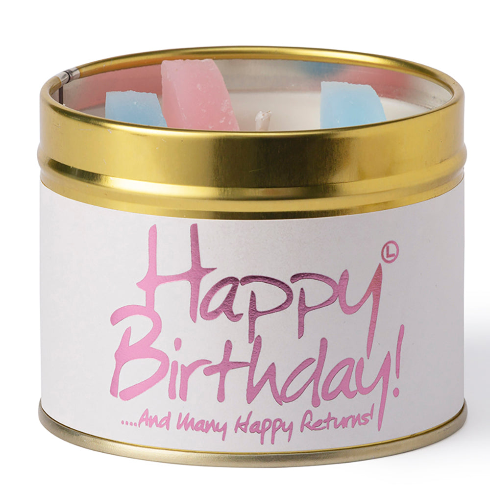 Lily-Flame Scented Candle Tin Perfect Gift HAPPY BIRTHDAY