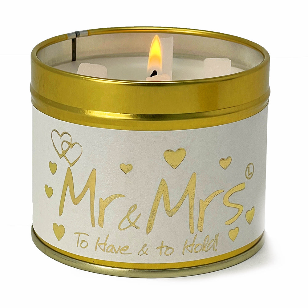 Lily-Flame Scented Candle Tin Perfect Gift MR & MRS WEDDING