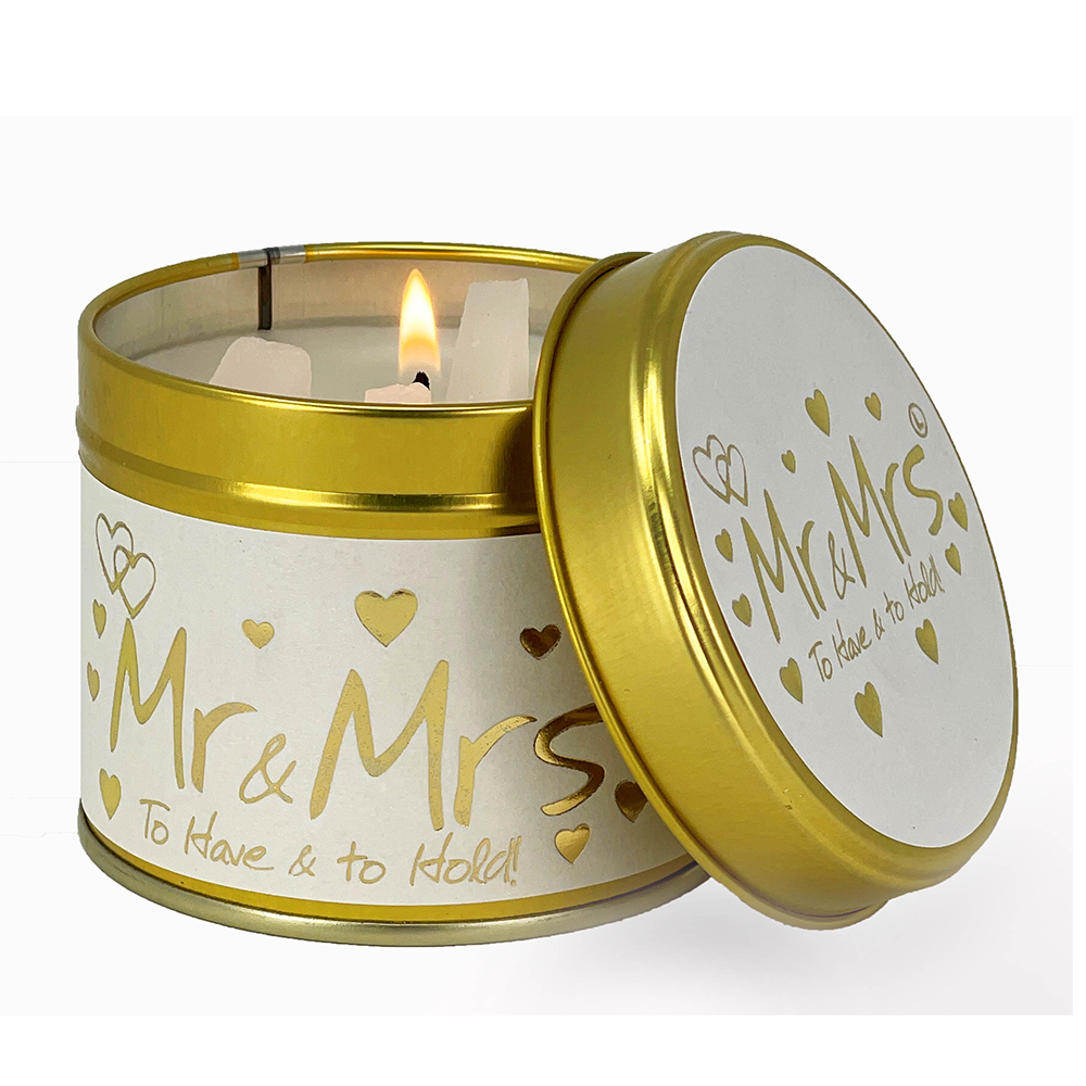 Lily-Flame Scented Candle Tin Perfect Gift MR & MRS WEDDING