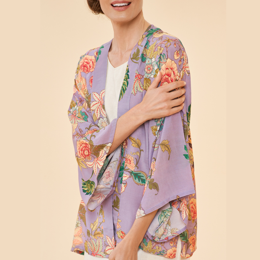 Ladies Kimono Gown Prancing Tiger By Powder Design PKJ51 SS24