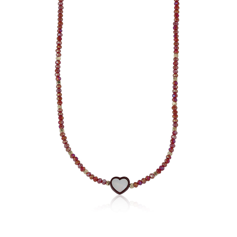 Ladies beaded necklace with heart charm REBECCA by Big Metal London