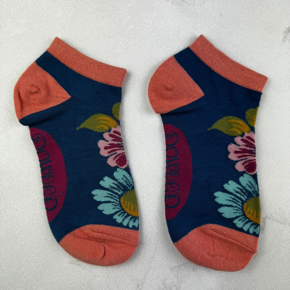 Ladies Bamboo Mix Trainer Sock Vintage Floral Perfect Gift by Powder Design