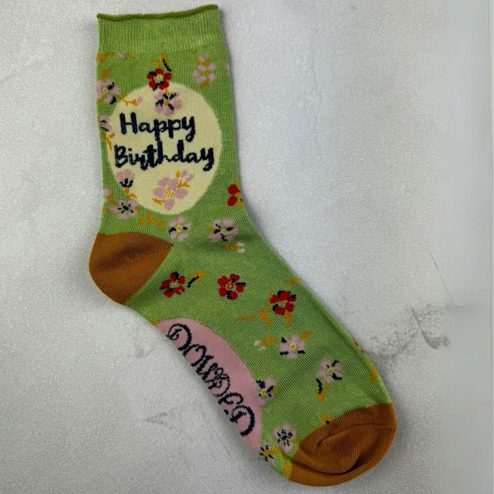 Ladies Bamboo Mix Happy Birthday Ankle Sock Perfect Gift By Powder SOC592