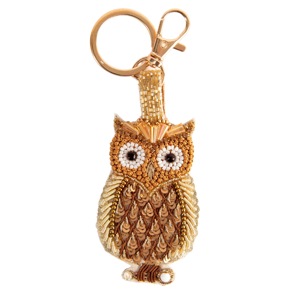Golden Owl Beaded Keyring Perfect Gift By Powder Design AW25