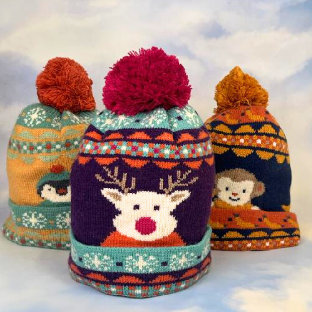 Kids Cosy PomPom Hats Perfect Gift by Powder Design AW23