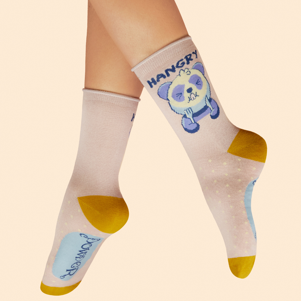 Ladies Bamboo Ankle Sock Hangry Panda By Powder Design SS25