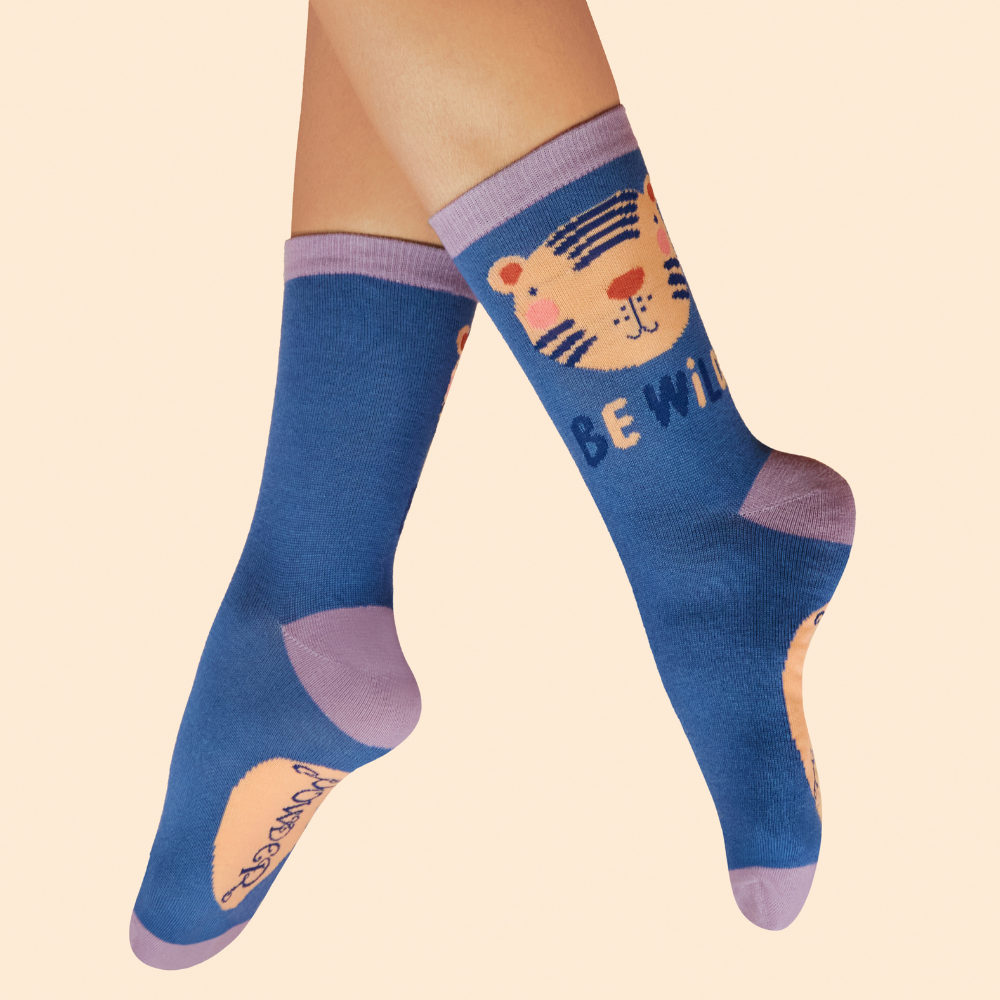 Ladies Bamboo Ankle Sock Wild Tiger By Powder Design SS25