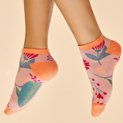 Ladies Bamboo Trainer Sock Watercolour Flowers By Powder Design SS25