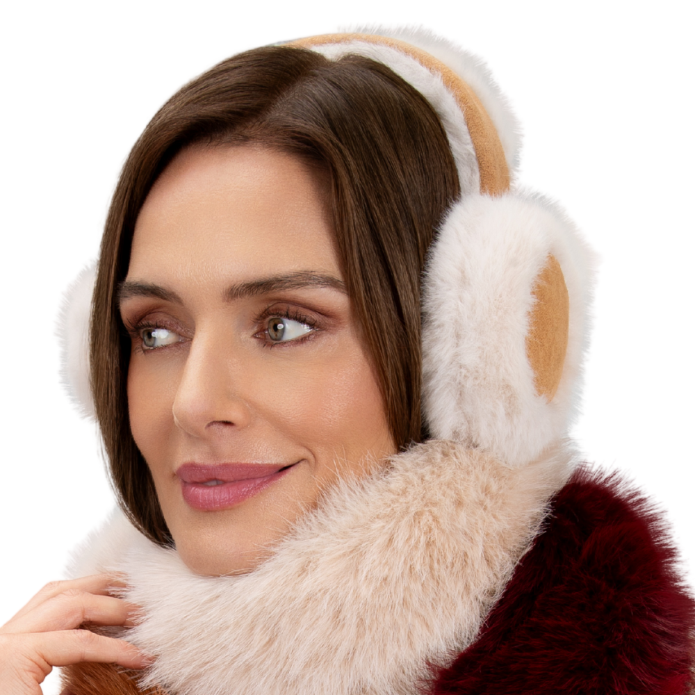 Ladies Elsa Faux Fur Earmuffs Cream Perfect Gift By Powder Design AW25