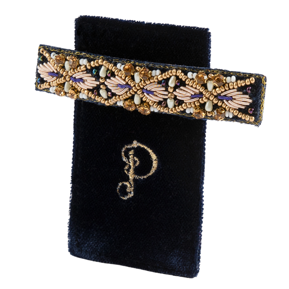 Ladies Embroidered Barette Midnight Pearl By Powder Design AW25