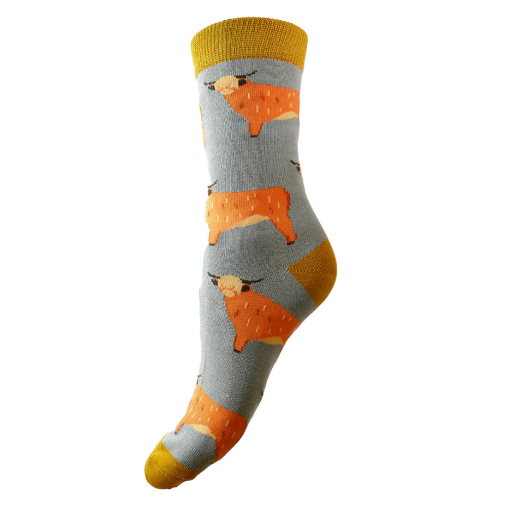 Ladies Highland Cow Bamboo Socks Perfect Gift By Gemjar