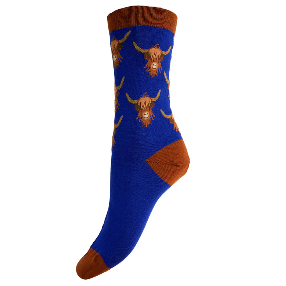 Ladies Highland Cow Face Bamboo Socks Perfect Gift By Gemjar
