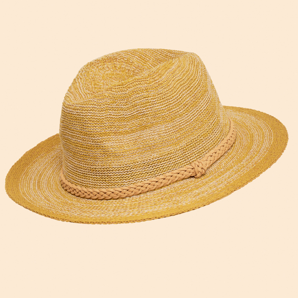 Powder Natalie mango cotton-rich hat w/suede-like braided detail/adjustable-NWT Natalie Hat - Mango with Braid – Karma main image 2