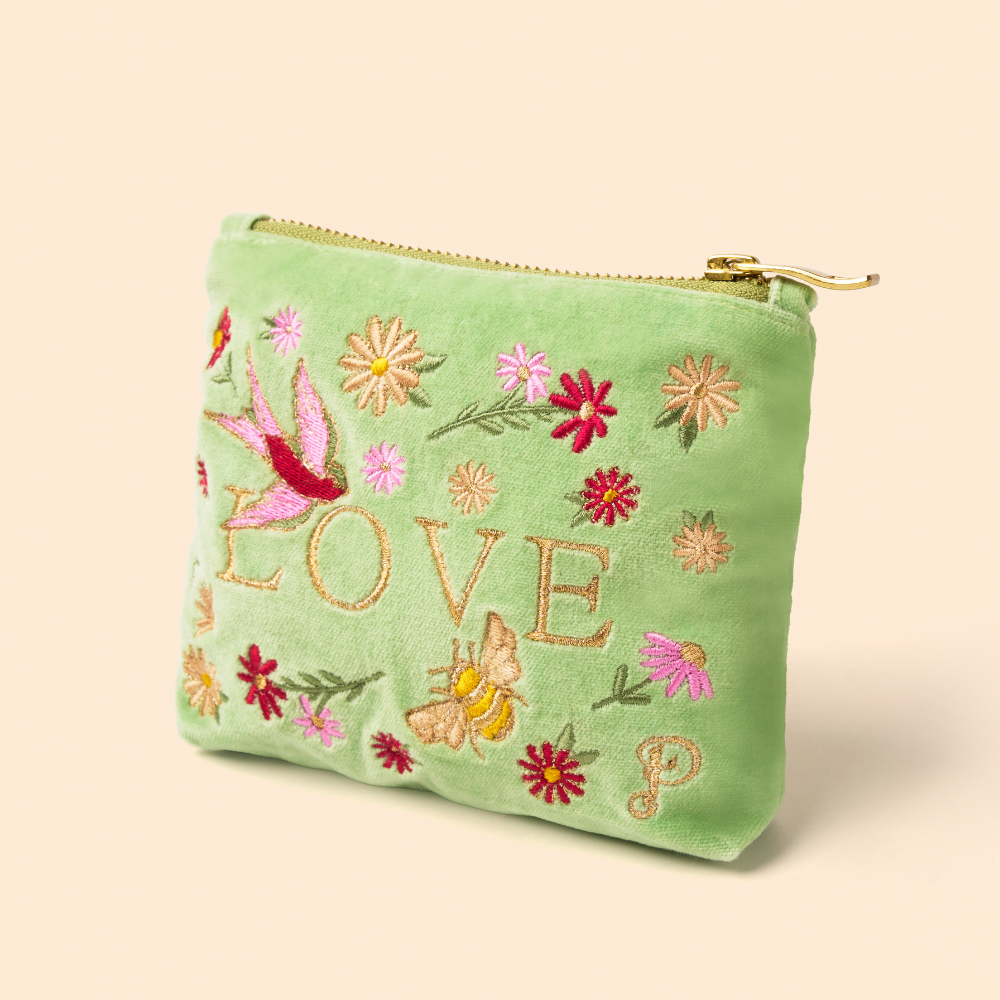 Ladies Velvet Mini Pouch Love In A Meadow Mint By Powder Design SS25