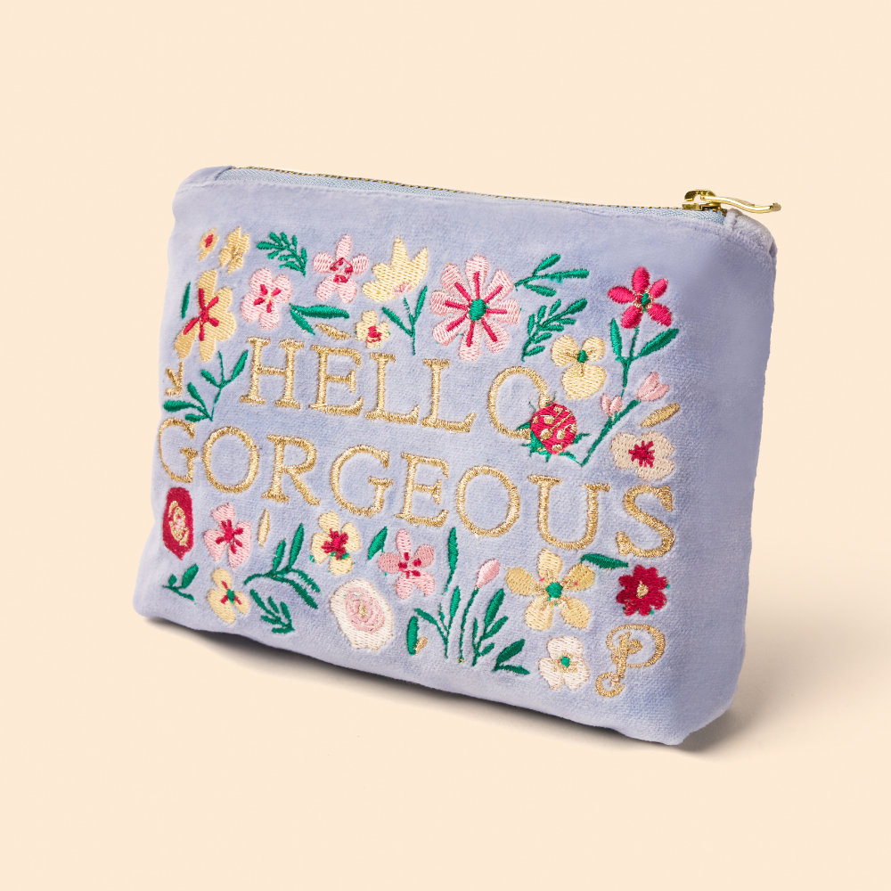Ladies-Velvet-Mini-Pouch-hello-gorgeous-denim-By-powder-Design-SS25-VMP24
