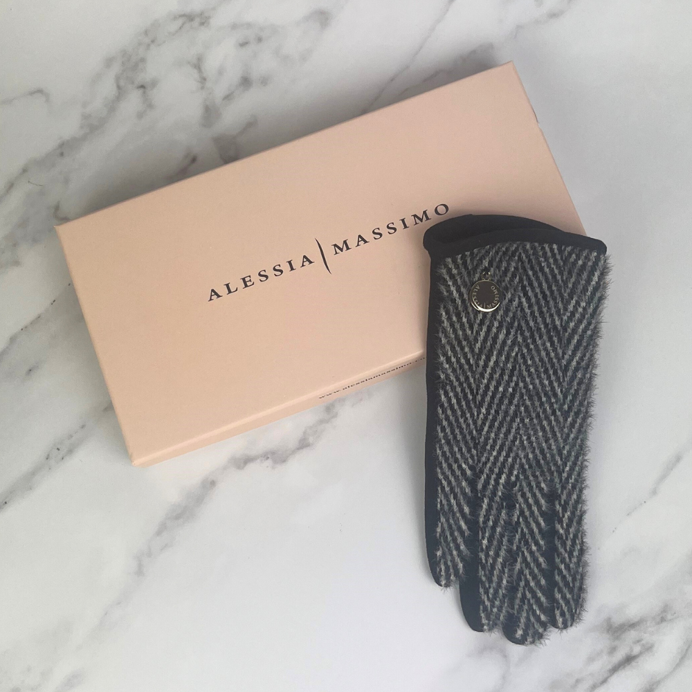 Ladies Herringbone Velour Lined Gloves - Perfect Gift by Alex Max