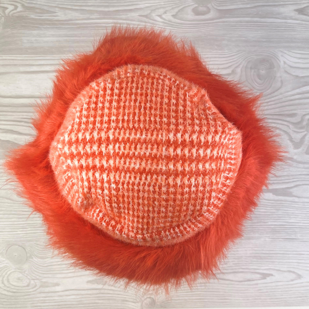 Ladies Prince of Wales Check Bucket Hat with Fluffy Brim By Alex Max AMU-CA102