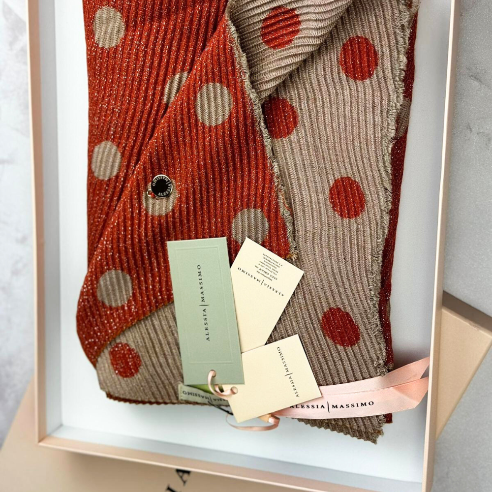 Ladies Reversible Small Spotty Patterned Scarf By Alex Max SP2652