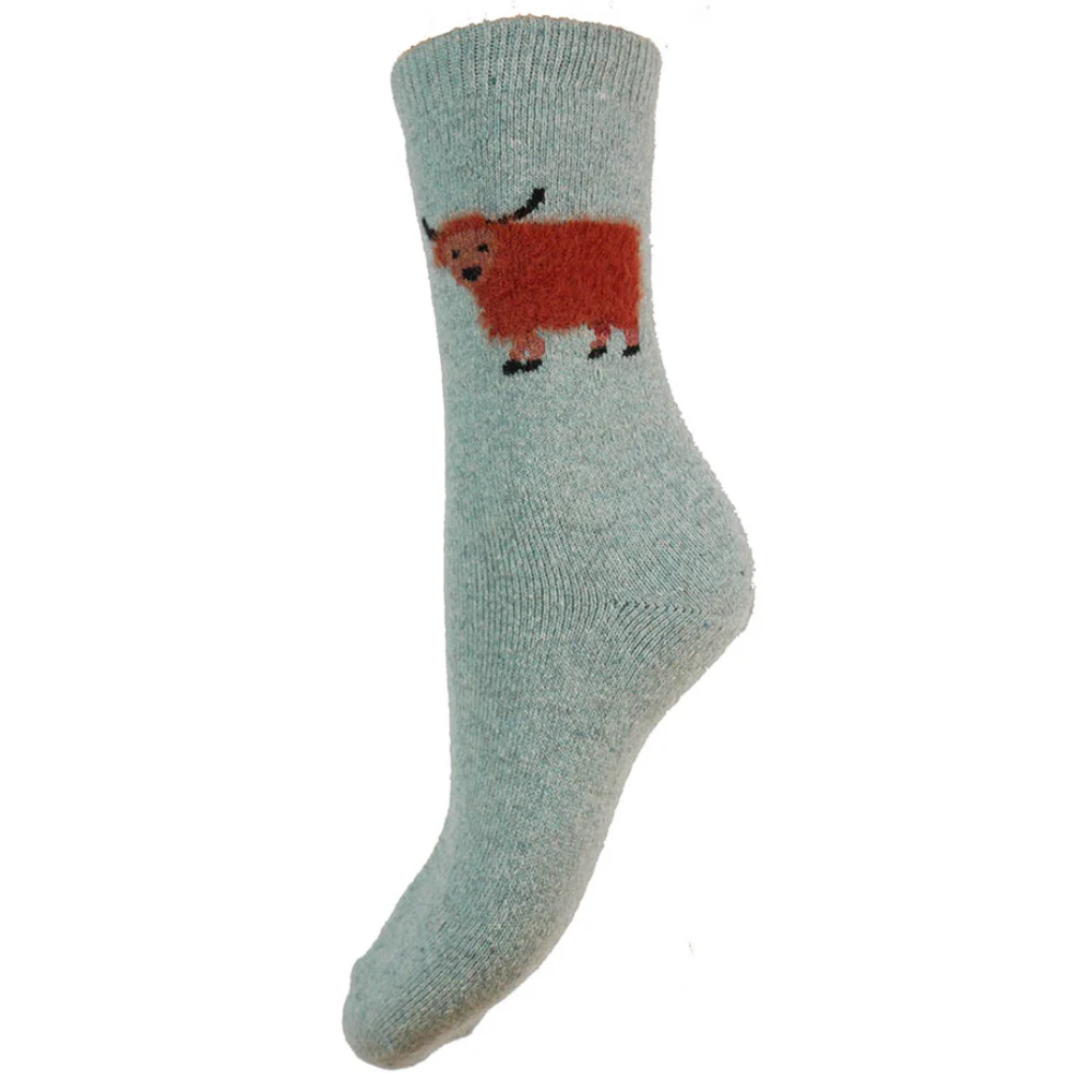 Ladies Thick Wool Blend Fluffy Highland Cow Socks Perfect Gift By Gemjar Formerly Joya
