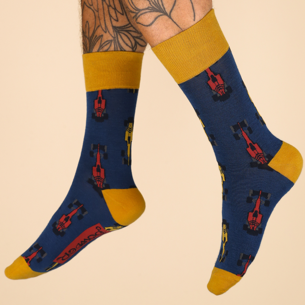Men's Bamboo Ankle Grand Prix Blue Perfect Gift by Powder Design AW24