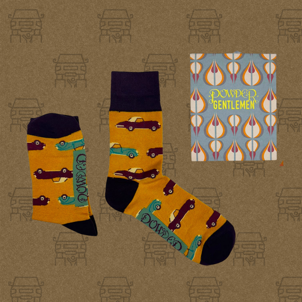 Men's Bamboo Mix Ankle Sock Vintage Sports Car Perfect Gift by Powder Design AW23