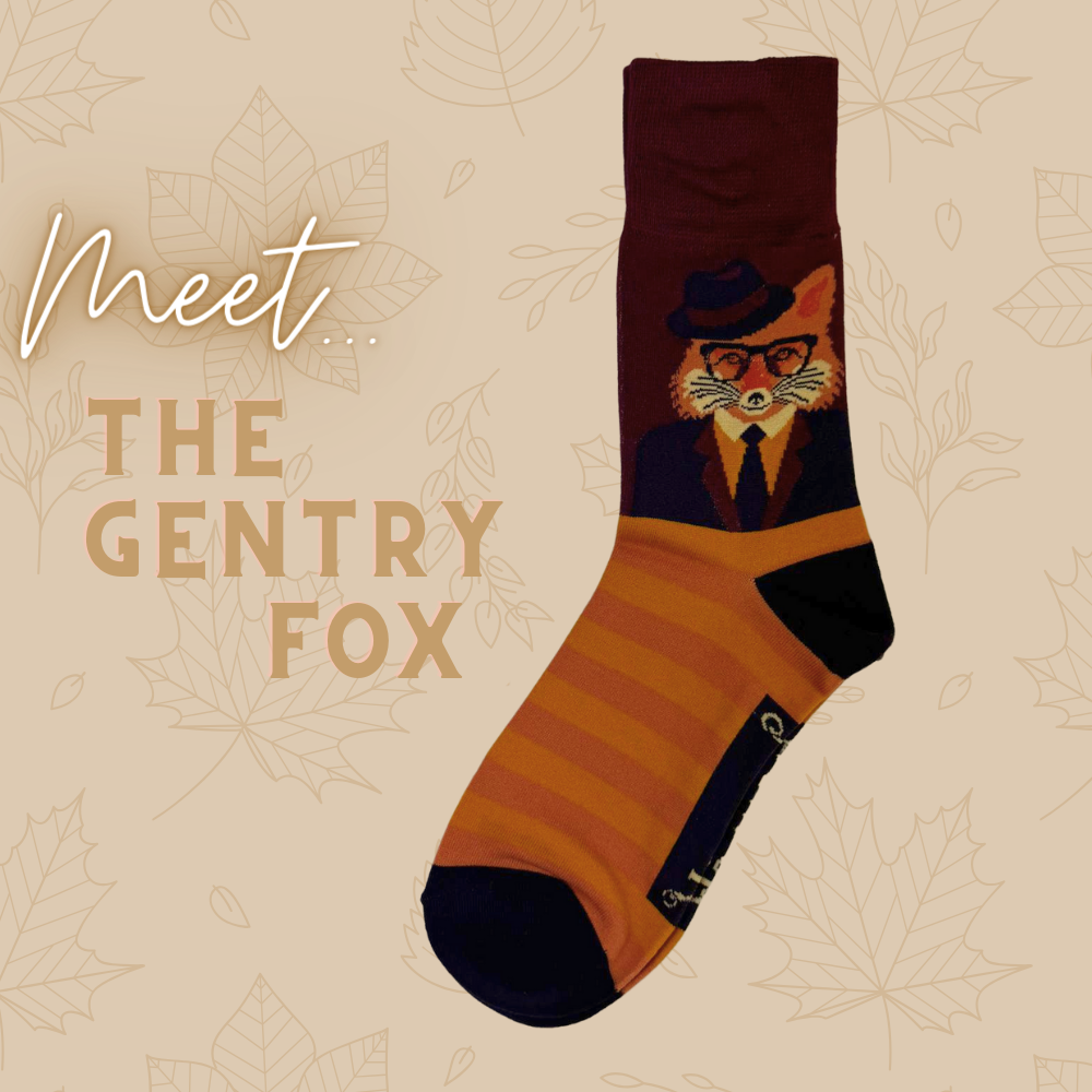 Men's Bamboo Mix Ankle Sock Woodland Gentry Fox Perfect Gift by Powder Design AW23
