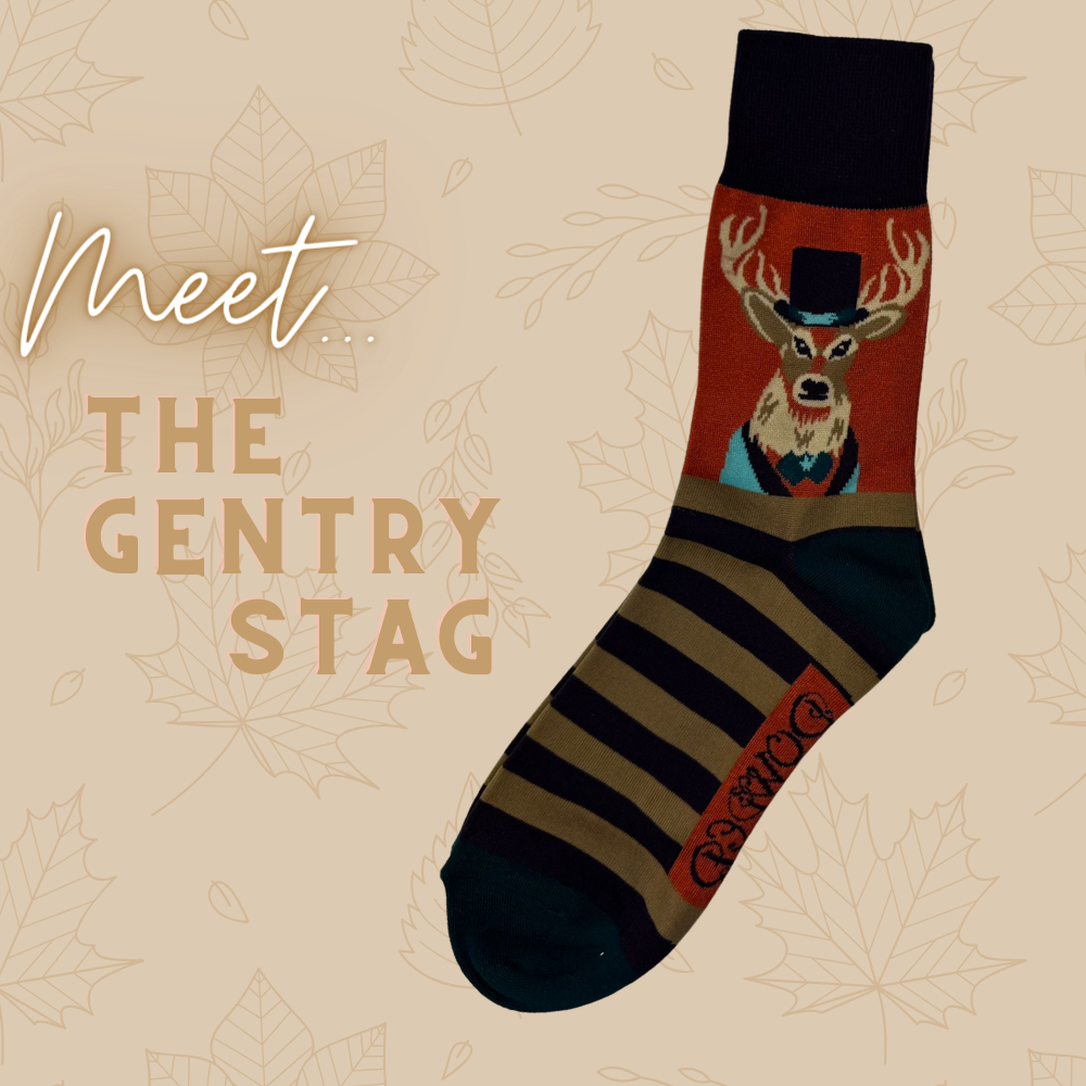 Men's Bamboo Mix Ankle Sock Woodland Gentry Stag Perfect Gift by Powder Design AW23