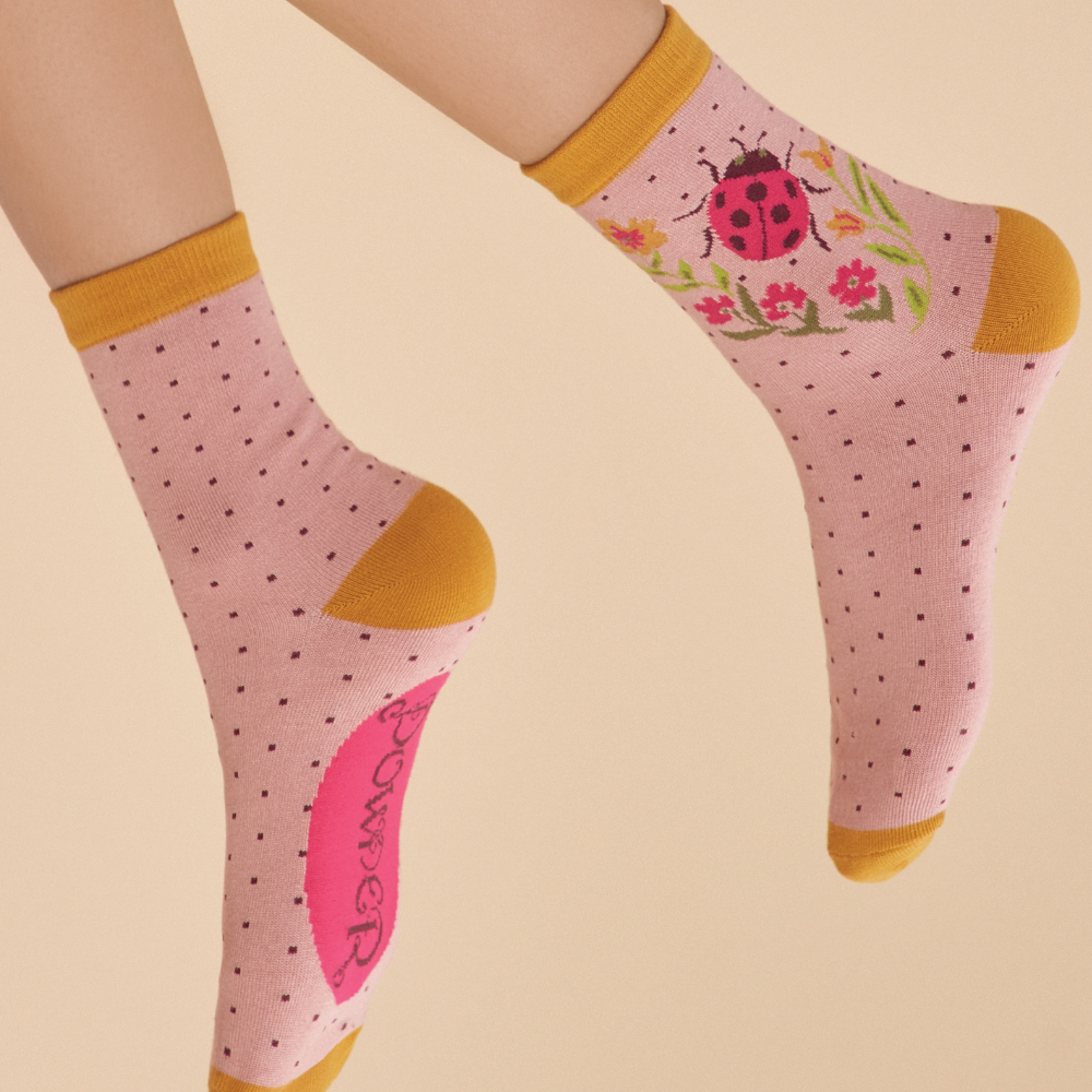 Ladies Bamboo Ladybird Ankle Sock By Powder Design SS24