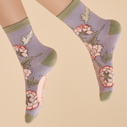 Ladies Bamboo Lilac Paisley Ankle Sock By Powder Design SOC653 SS24