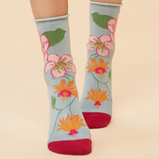 Ladies Bamboo Tropical Floral Ankle Sock By Powder Design SS24