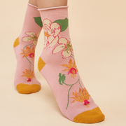 Ladies Bamboo Tropical Floral Ankle Sock By Powder Design SS24