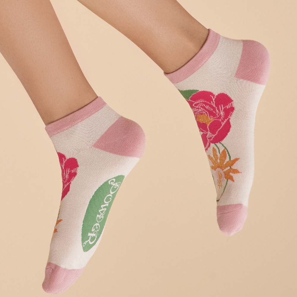 Ladies Bamboo Tropical Flora Trainer Sock By Powder Design SOC644 SS24