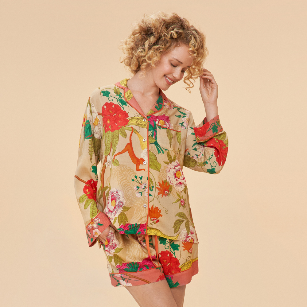 Ladies Super soft Tropical Flora & Fauna Pyjamas By Powder Design SPJ11 SS24