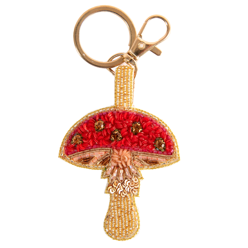 Toadstool Beaded Keyring Perfect Gift By Powder Design AW25