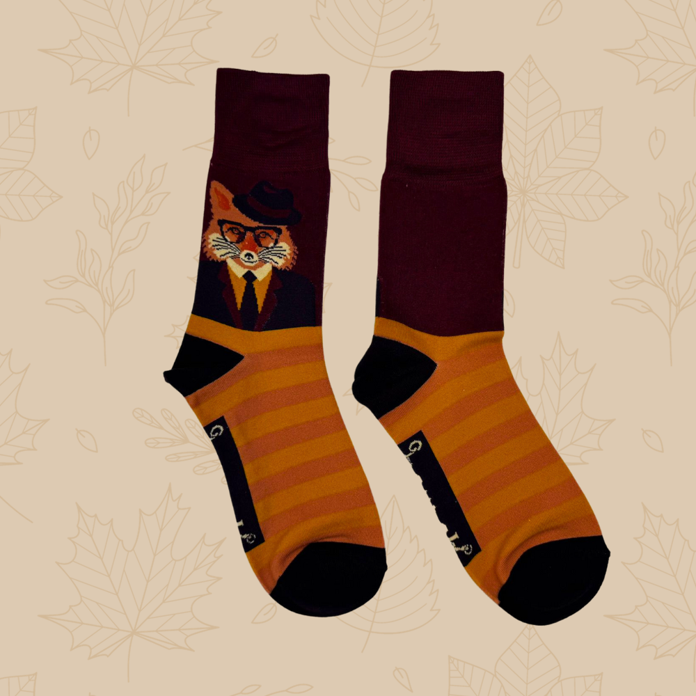 Men's Bamboo Mix Ankle Sock Woodland Gentry Fox Perfect Gift by Powder Design AW23