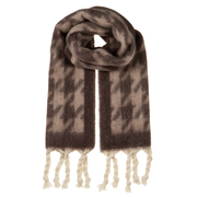 Ladies Large Houndstooth Scarf By Alex Max SP2101 - Coffee