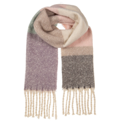 Ladies Block Colour Pattern Winter Scarf By Alex Max SP2105 - Beige