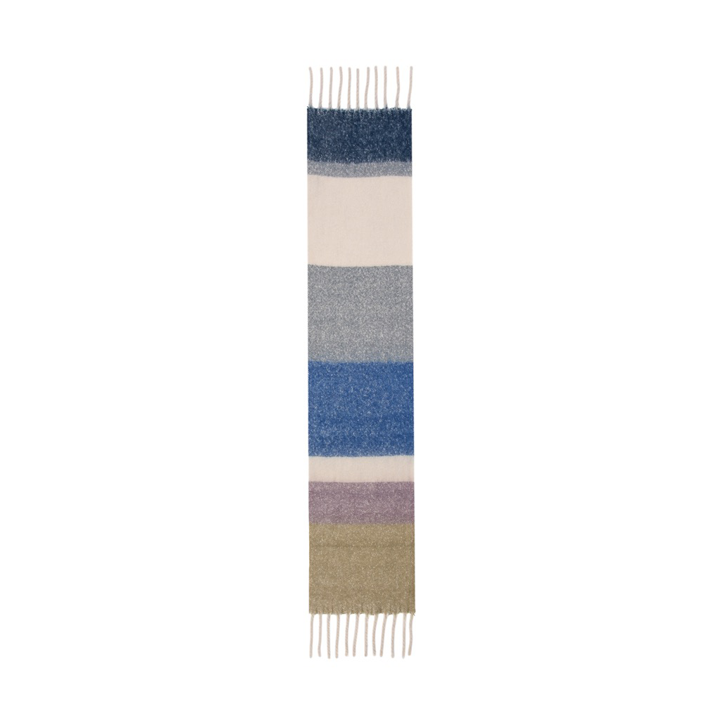 Ladies Block Colour Pattern Winter Scarf By Alex Max SP2105 - Blue