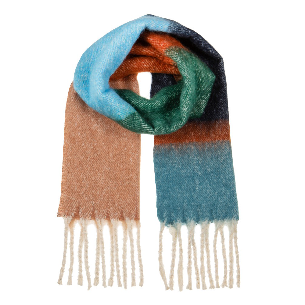Ladies Block Colour Pattern Winter Scarf By Alex Max SP2105 - Brown