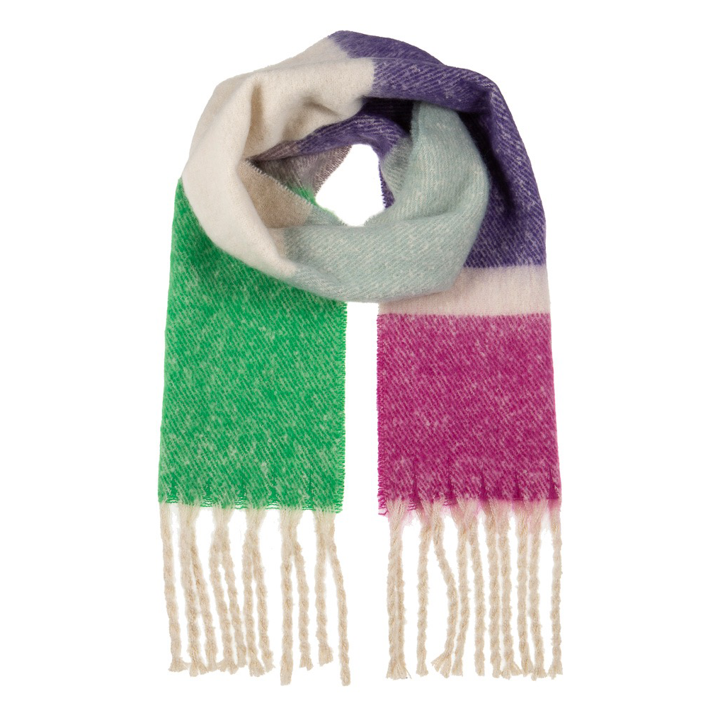 Ladies Block Colour Pattern Winter Scarf By Alex Max SP2105 - Purple