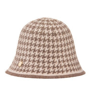 Ladies Houndstooth Pattern Cloche Hat by Alex Max CA9070 - Taupe