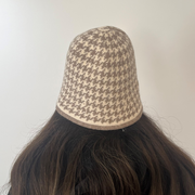 Ladies Houndstooth Pattern Cloche Hat by Alex Max CA9070