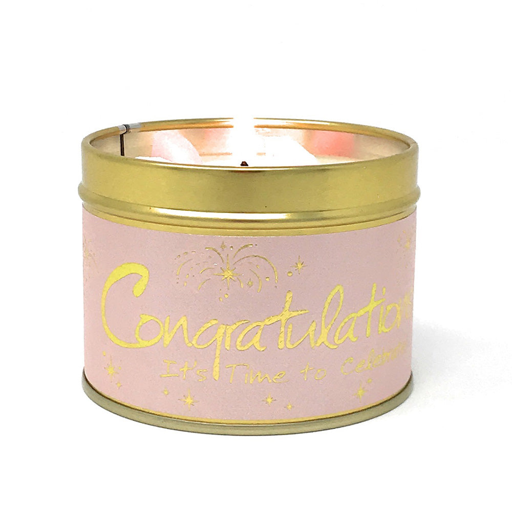 Lily-Flame Scented Candle Tin Perfect Gift CONGRATULATIONS