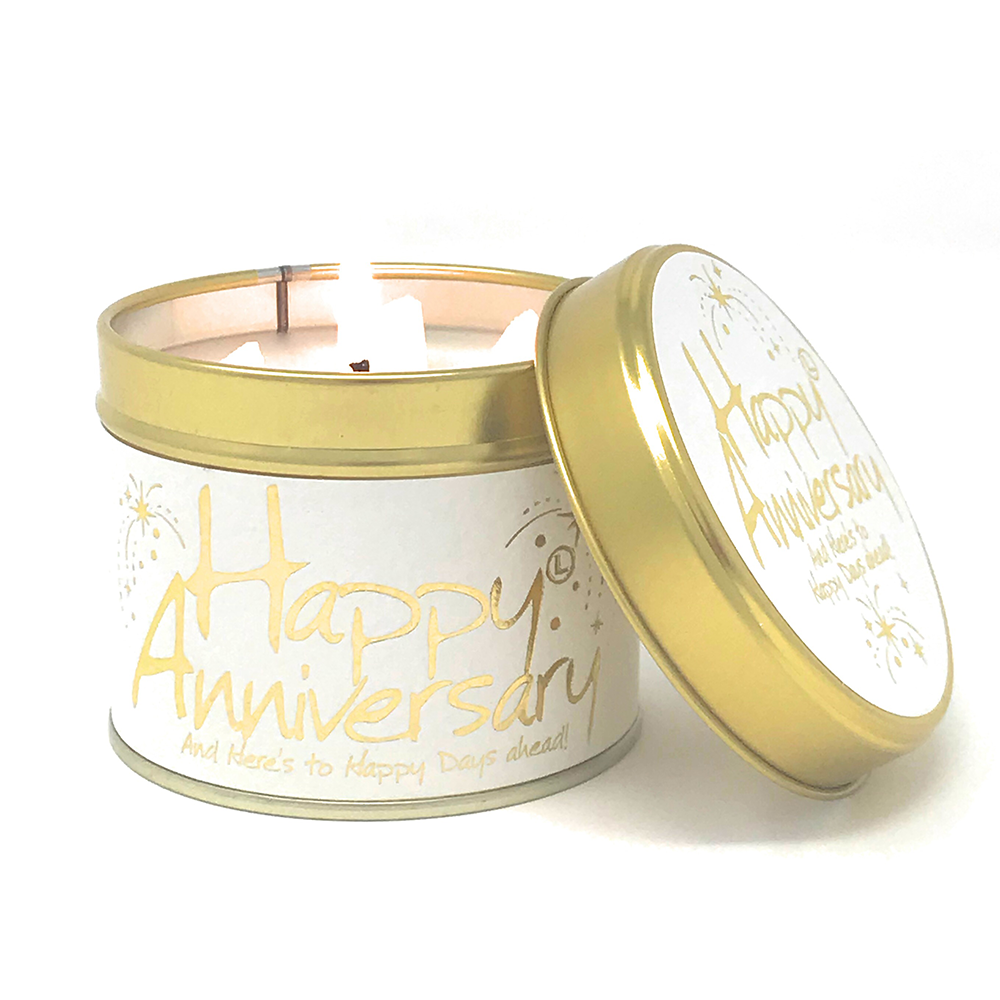 Lily-Flame Scented Candle Tin Perfect Gift HAPPY ANNIVERSARY