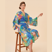 Ladies Kimono Gown Hummingbird Denim By Powder Design PKG45 SS24