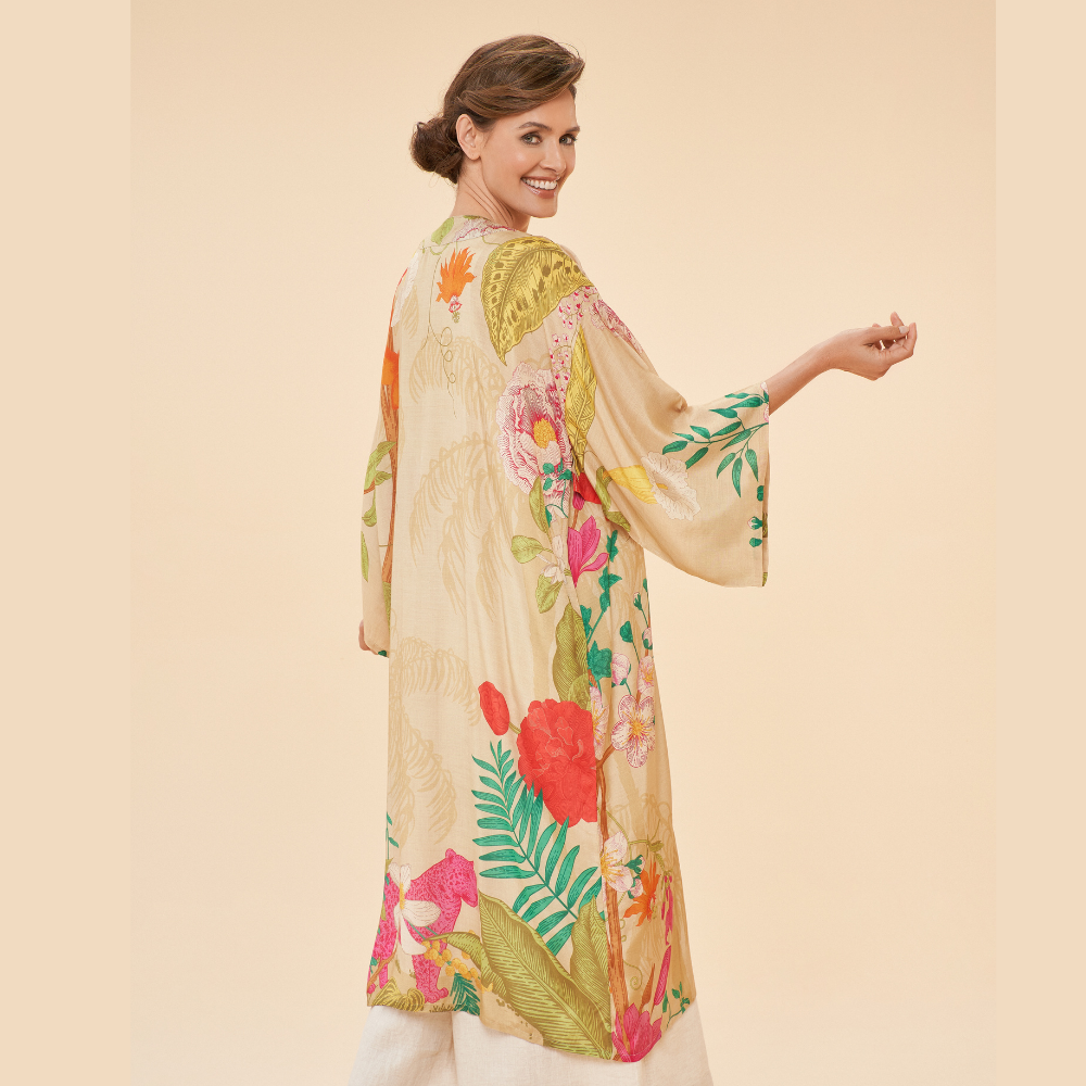 Ladies Kimono Gown Tropical Flora & Fauna By Powder Design PKG SS24